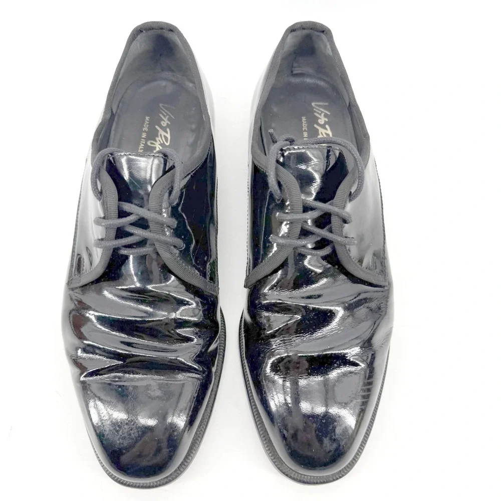 Vito Rufolo Dress Shoes Tuxedo Mens 9 Black Patent Leather Made in Italy Derby